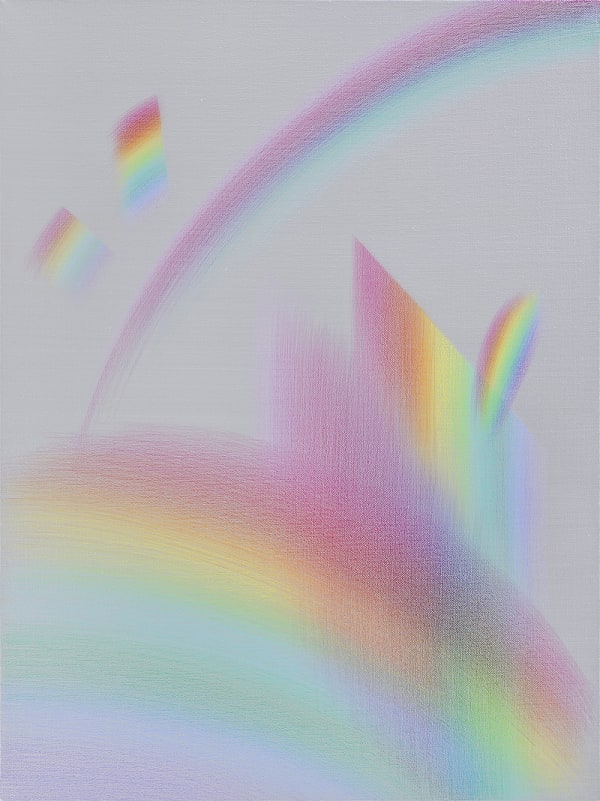 Dispersion(blooming), 2022, colorpencil on silver acrylic paint canvas, 60.6 x 45.5 cm