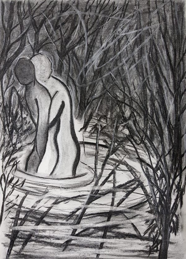 From Fragments, 2019, charcoal on paper, 54.5 x 39.4 cm