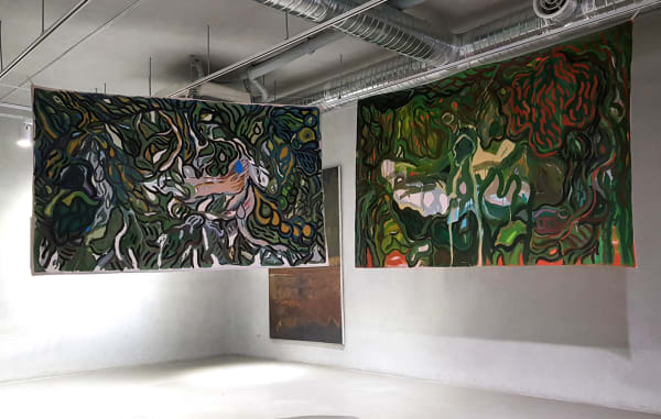 Hope, Air, 2021, acrylic on unstretched canvas, 130 cm x 220 cm each, 2 pieces