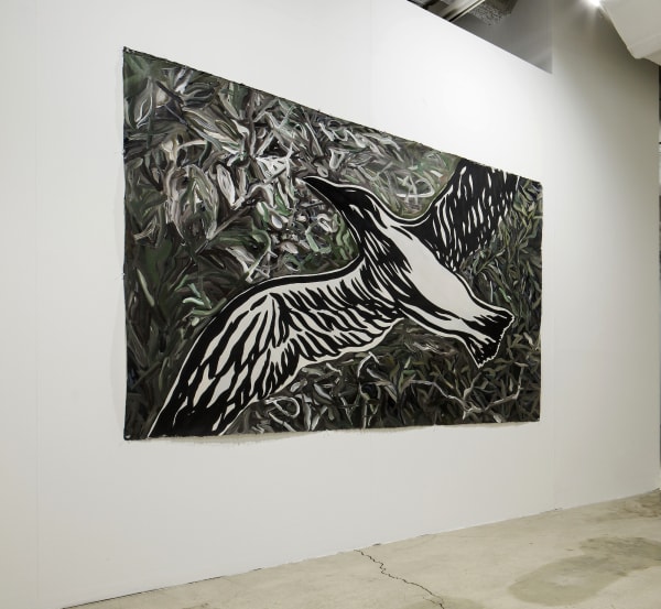 Big bird and jet lags, 2019, acrylic on korean paper, 145 x 210 cm