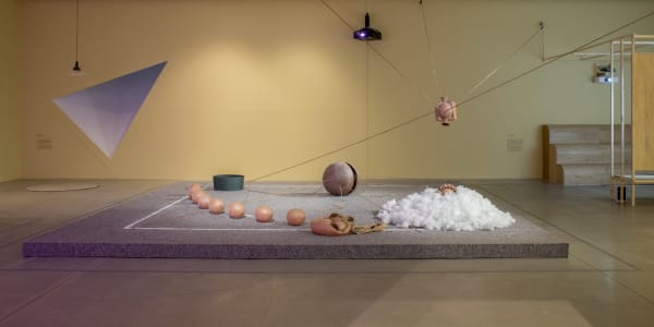 Alas, 2016, silicone, glass funnels, liquid latex, urethane foam, fabrics, metal and mixed media, 600 x 600 x 150 - 170 cm. photo by Jaemoo Jo.