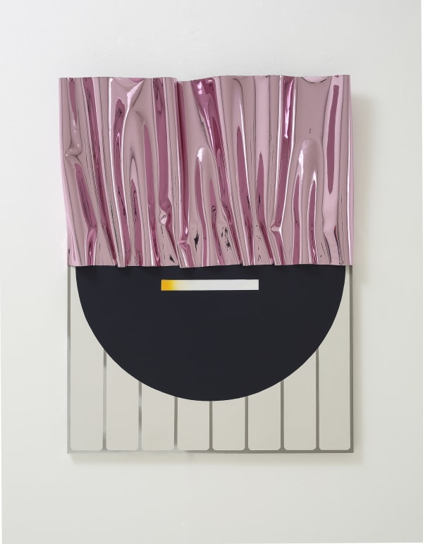 Pink Wave, 2017, acrylic, enamel fabric on canvas, 90.9 x 72.7 cm