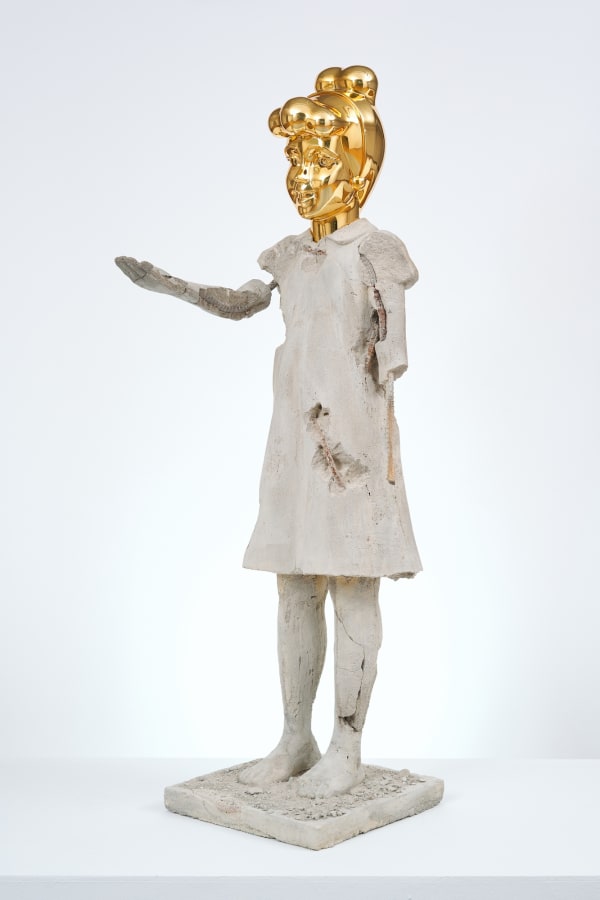 푸르던 구슬, 2021, cement, rebar, FRP, plating, 34 x 51 x 129 cm