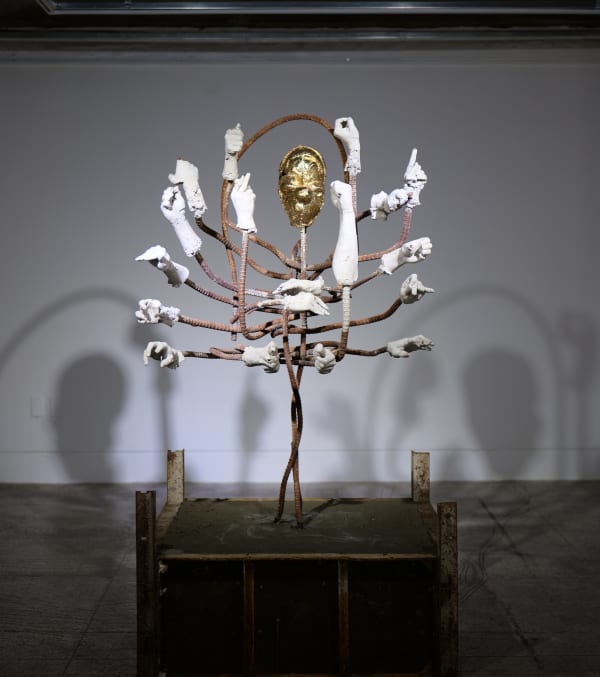 필연적 우연, 2023, cement, rebar, FRP, plating, 103 x 103 x 190 cm