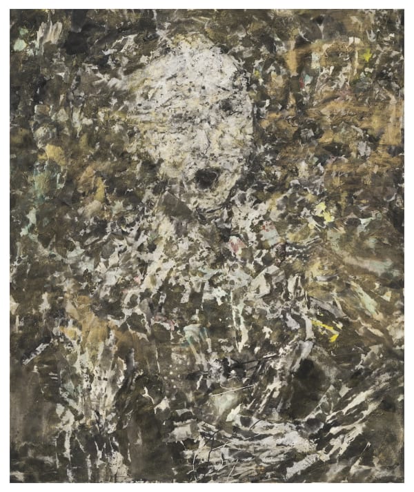 기뻐하라, 2021, jangji on canvas, pigment, ink stick, pigment, 72.5 x 60.5 cm
