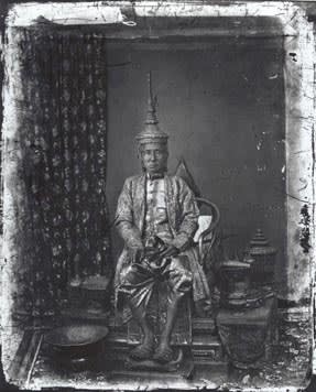 Black and white photograph of King Mongkut of Siam sitting in a chair