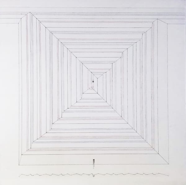 Ink drawing of sculpture plans