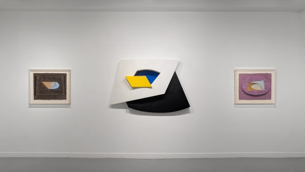 Installation view of our 2025 exhibition Charles Hinman: Paper Matters, 1980s at Westwood Gallery NYC