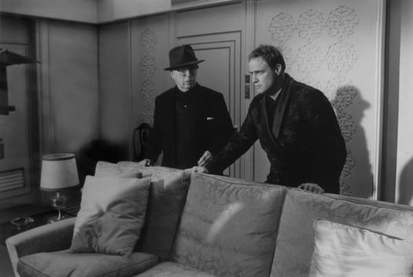Hatami, Marlon Brando and Charlie Chaplin rehearsing a scene on the set of “A Countess from Hong Kong,” Pinewood Studios, Buckinghamshire, 1966