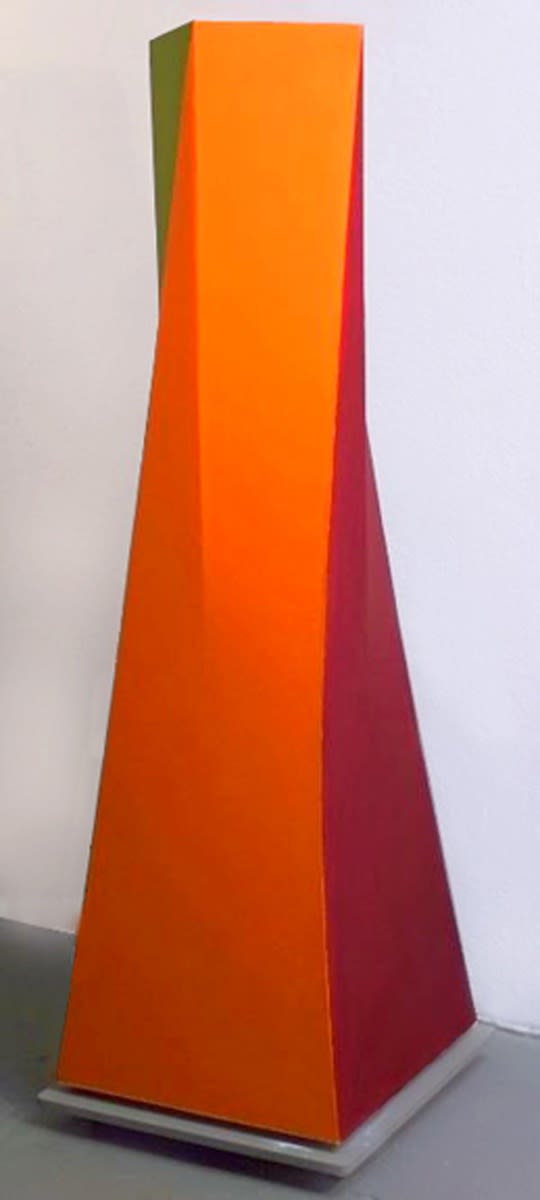 Orange and green shaped canvas pillar