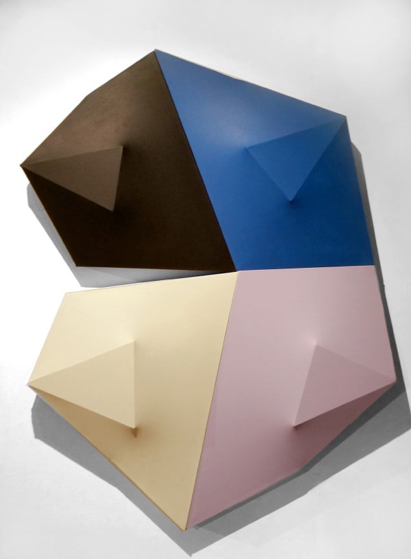 Black, blue, beige, and pink shaped canvas