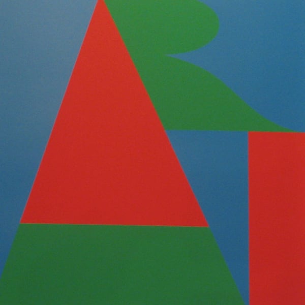 Blue, red, and green screen print