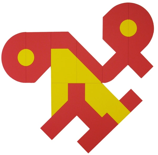 Red and yellow shaped canvas