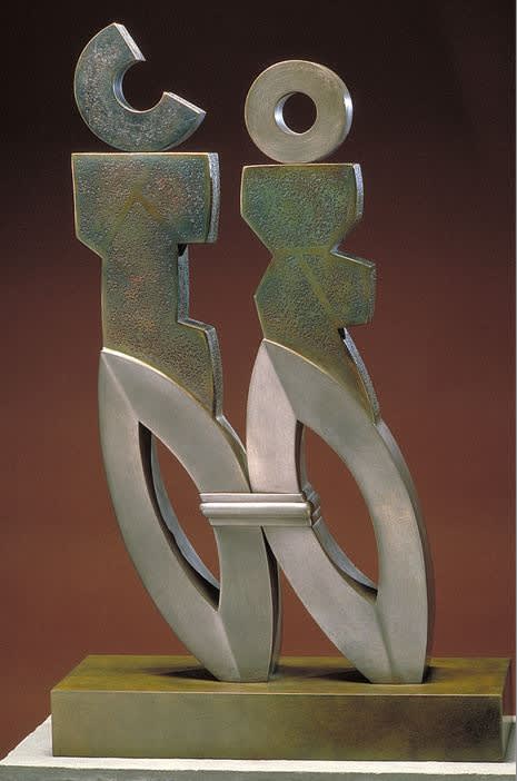 Silver and green sculpture