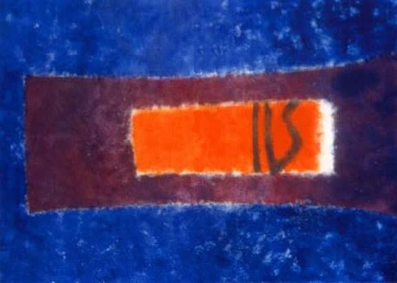 Orange, purple, and blue abstract painting