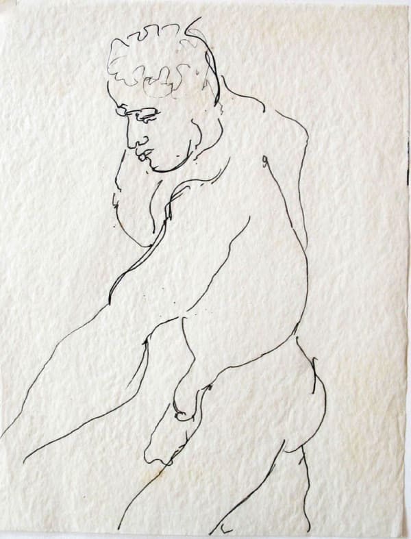 Figural ink drawing on white paper