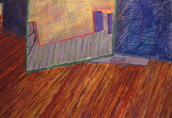 Multicolored drawing of room interior