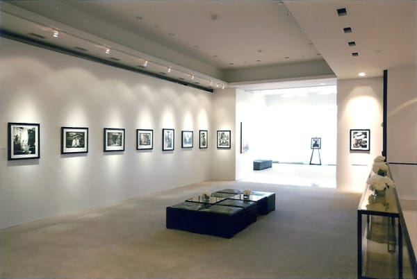 Installation view of black and white photographs of Coco Chanel taken by Douglas Kirkland in 1962  displayed at the Chanel Boutique Exhibition Space in Honolulu, Hawaii