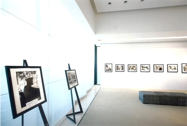 Installation view of black and white photographs of Coco Chanel taken by Douglas Kirkland in 1962  displayed at the Chanel Boutique Exhibition Space in Honolulu, Hawaii