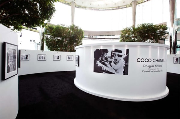 Interior view of The Rotunda in Hong Kong displaying an exhibition of photographs of Coco Chanel taken by Douglas Kirkland in 1962