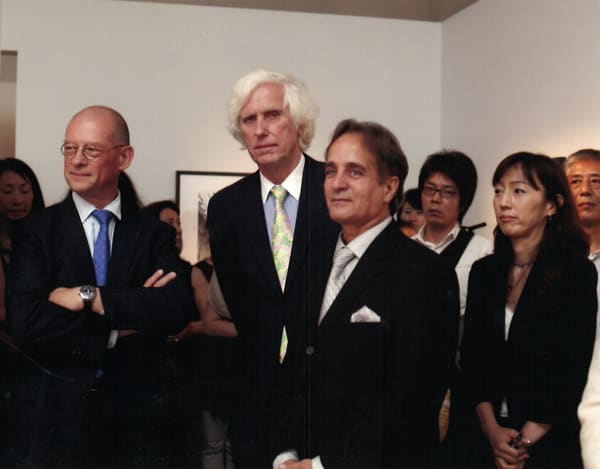 Photographer Douglas Kirkland and curator James Cavello at the opening reception of the Coco Chanel, 1962: Photographs by Douglas Kirkland in Tokyo