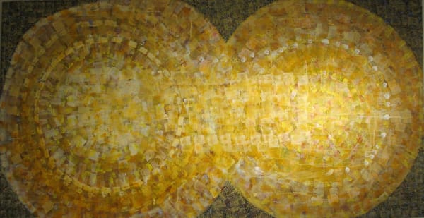 acrylic and mixed media work on canvas in an abstract expressionist style