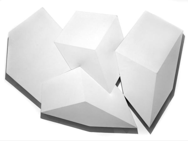 Irregularly shaped monochromatic canvas painting