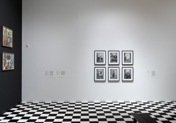 Installation view of six framed photographs by Algerian photographer Lazhar Mansouri at the Tate Modern