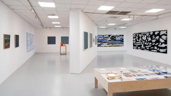 Installation view of Inger Johanne Grytting and Mimi Gross: On Art and Friendship at Nordnorsk Kunstnersenter, Svolvær, Norway