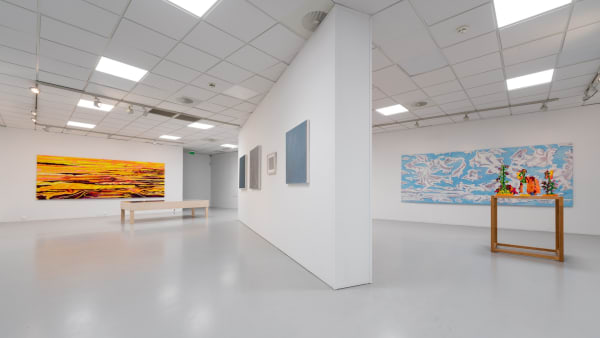Installation view of Inger Johanne Grytting and Mimi Gross: On Art and Friendship at Nordnorsk Kunstnersenter, Svolvær, Norway