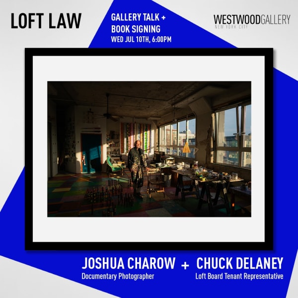 Informational graphic for July 10 Gallery Talk with Joshua Charow and Chuck DeLaney