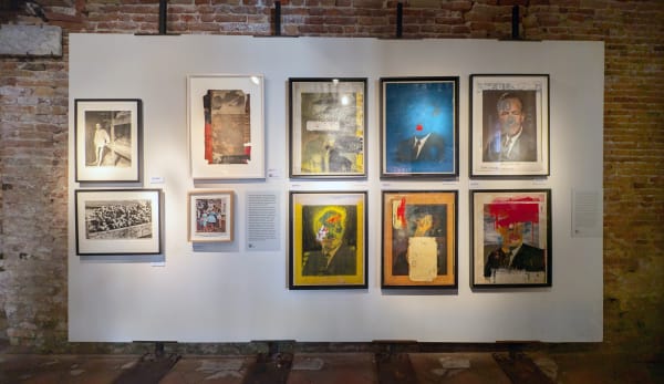 Installation view of 2024 exhibition Boris Lurie: Life with the Dead at the Scuola Grande San Giovanni Evangelista di Venezio.