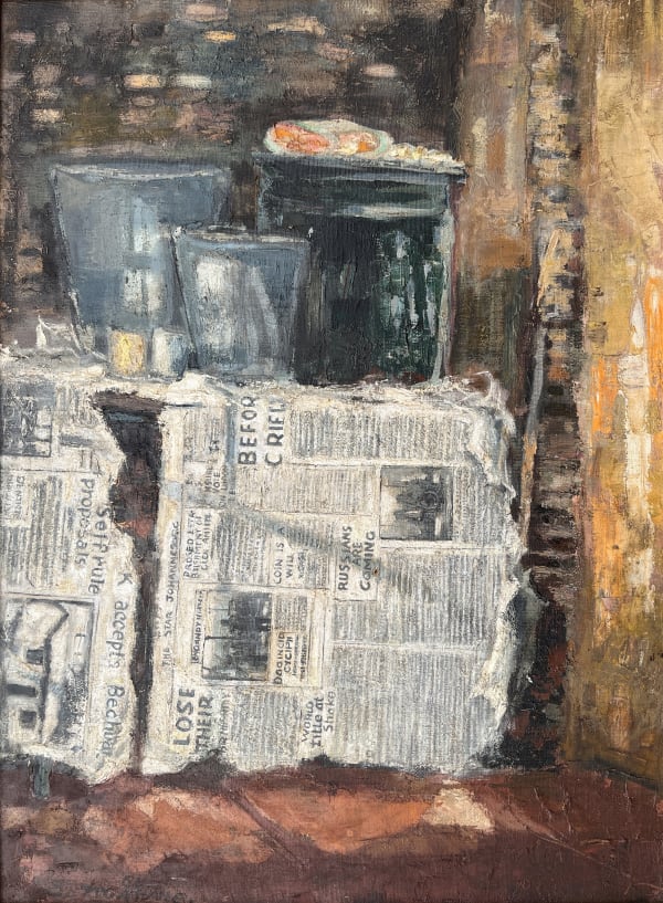 Ephraim Ngatane Still life with vessels and newspaper, 1964