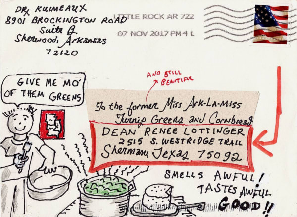 To the former Miss ARK-LA-MISS Turnip Greens and Cornbread