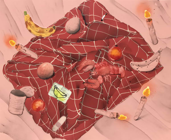 MARK POSEY, Still Life With Red Folds And Lobster, 2017