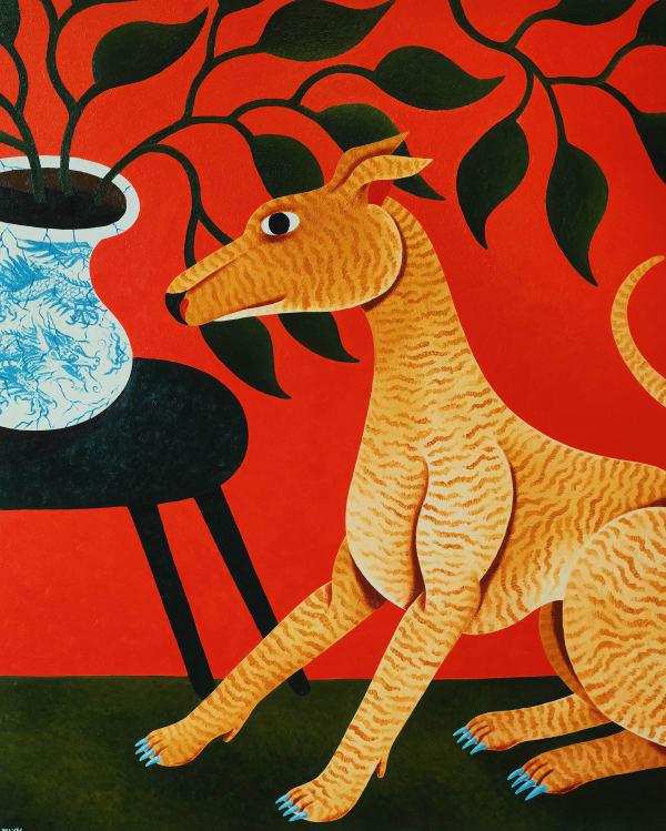 Whippet and a Houseplant (Year of the Dragon), 2024