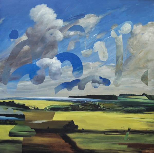 MYRNA QUIÑONEZ, Bird's Eye and Cumulus Clouds (2024), oil on linen, 80x80cm.jpg, 2024