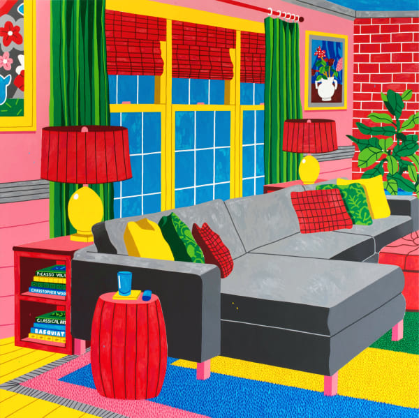 FLORENT STOSSKOPF, Interiors With 2 Flower Paintings, 2021