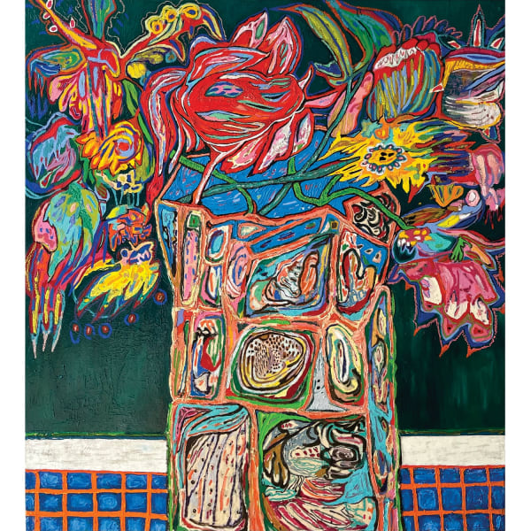 KSENIA DERMENZHI, Flowers On The Checkered Tablecloth, 2023