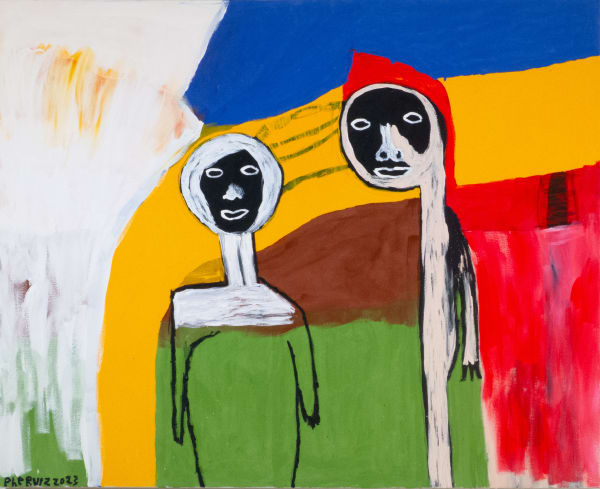 an outsider artist painting of two figures