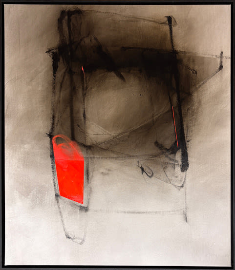 a black and red geometric abstraction painting