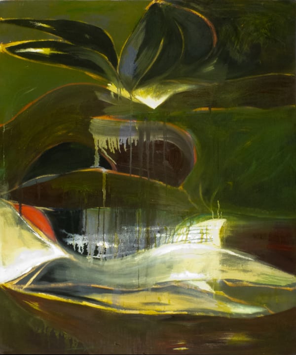 an abstract painting of a flower