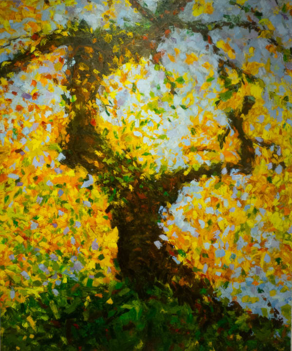 an abstract painting of a tree