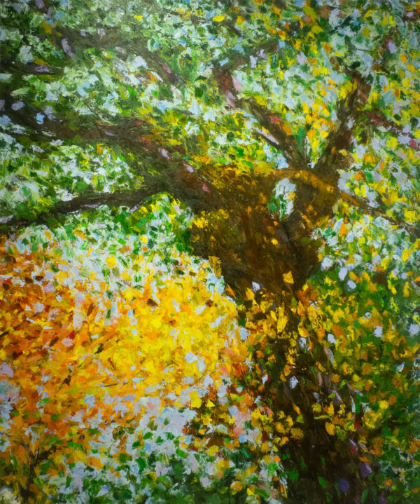 an abstract painting of a tree