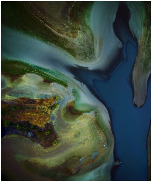 An aerial photograph of a lagoon