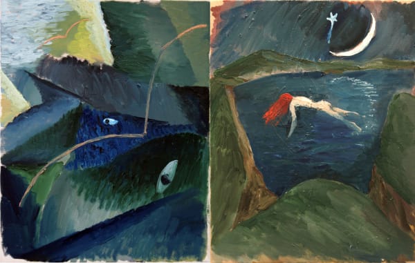 G L Diptik Lake Dyptic 50 X 60 50 X 60 Cm Tuval Zeri Ya L Boya Oil On Canvas Web