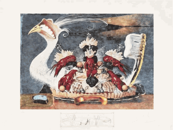 Salvador Dali Les Diners De Gala, 1977 Drypoint 20cm x 75cm Edition of 395