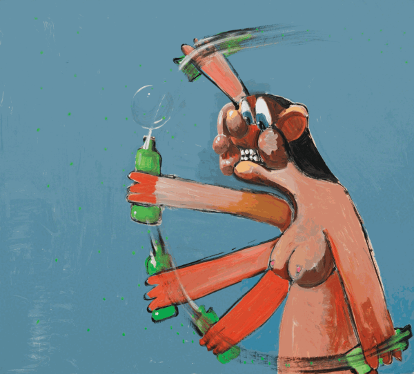 Nude Homeless Drinker, 1999 Oil on canvas 65in x 72in