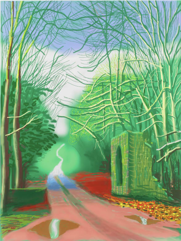 NEW WORLD RECORD FOR ARRIVAL OF SPRING SERIES, Seventeen iPad drawings ignite a new era for Hockney collectors.
