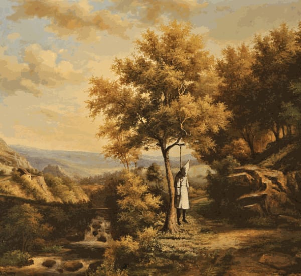 Banksy’s 2009 Hanging Klansman controversial piece exposing racism and Southern history.